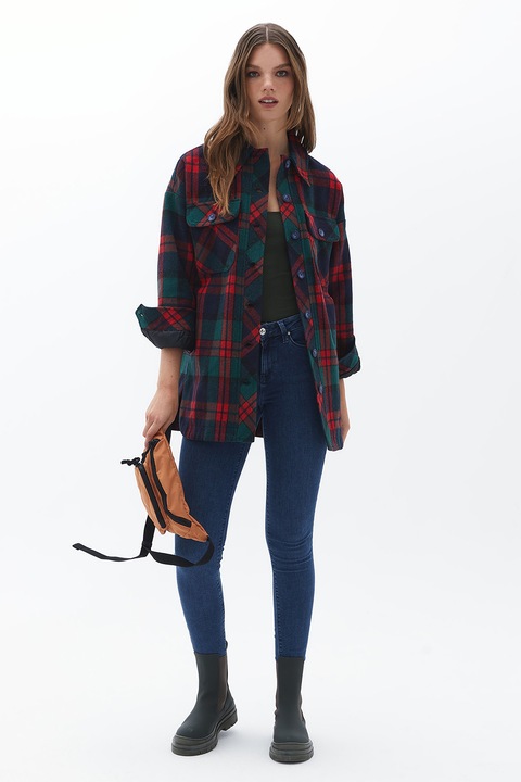 OXXO, Top striat cu bretele inguste, Kaki inchis