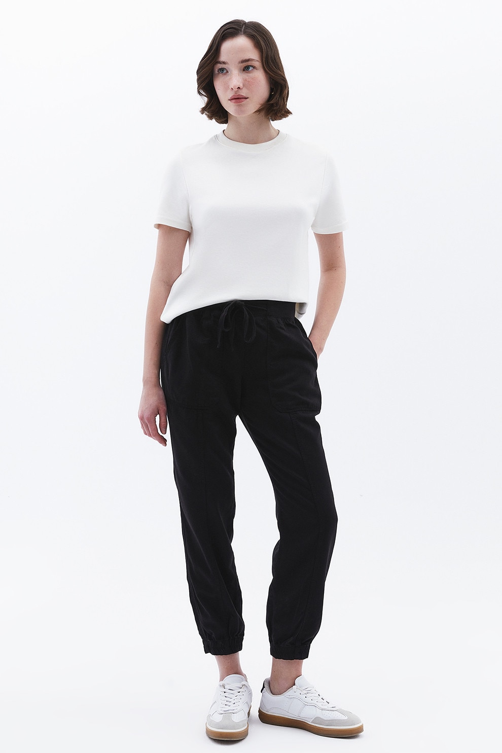 OXXO, Pantaloni jogger din amestec de lyocell, Negru, XS