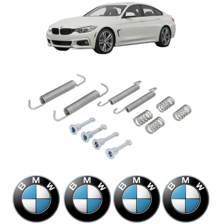 Set accesorii frana, pentru frana de mana BMW Seria 3 Gran Turismo (F34) 320 d 184 CP din 2013 - 2015, Bosch, 4x Stickere auto cu BMW