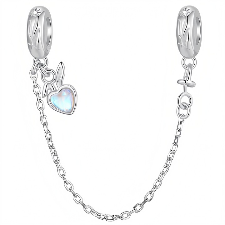 Charm pentru bratari, 925, inima opalizanta, 7,5cm x 5,8mm, Trusky