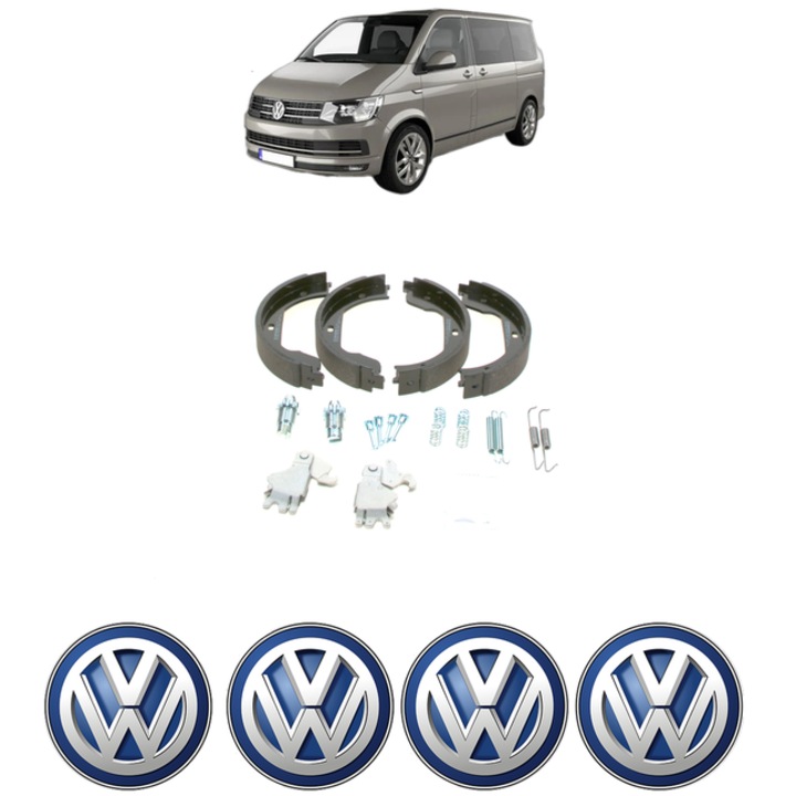 Set tamburi frana, pentru frana de mana Volkswagen TRANSPORTER T5 Bus (7HB, 7HJ, 7EB, 7EJ) 1.9 TDI 102 CP din 2006 - 2009, Bosch, 4x Stickere auto cu Volkswagen