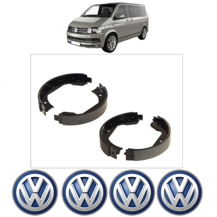 Set tamburi frana, pentru frana de mana Volkswagen MULTIVAN T5 (7HM, 7HN, 7HF, 7EF, 7EM, 7EN) 1.9 TDI 84 CP din 2006 - 2009, Bosch, 4x Stickere auto cu Volkswagen