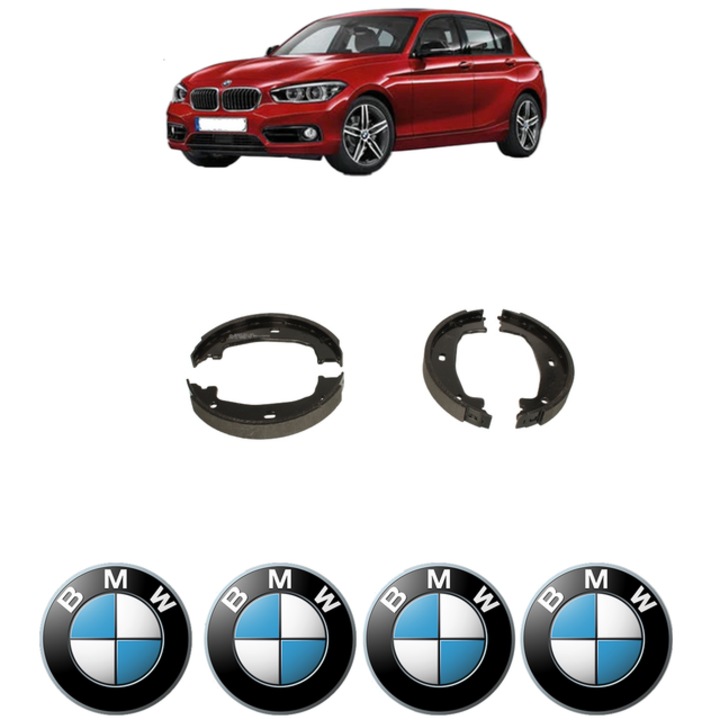 Set tamburi frana, pentru frana de mana BMW Seria 1 (F21) M 135 i xDrive 320 CP din 2012 - 2016, Bosch, 4x Stickere auto cu BMW