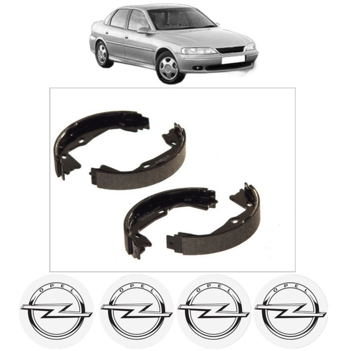 Set tamburi frana, pentru frana de mana OPEL VECTRA B (J96) 1.6 i 16V (F19) 100 CP din 1995 - 2002, Bosch, 4x Stickere auto cu OPEL