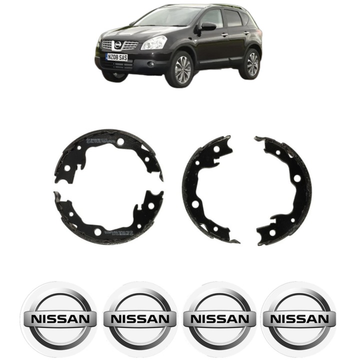 Set tamburi frana, pentru frana de mana NISSAN QASHQAI +2 VAN (JJ10E) 1.5 dCi 110 CP din 2013 - 2013, Bosch, 4x Stickere auto cu NISSAN