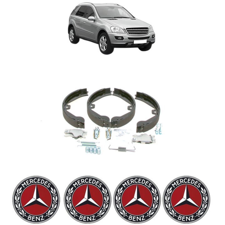 Set tamburi frana, pentru frana de mana MERCEDES-BENZ M-CLASS (W164) ML 350 CDI 4-matic (164.125, 164.124) 211 CP din 2009 - 2011, Bosch, 4x Stickere auto cu MERCEDES-BENZ