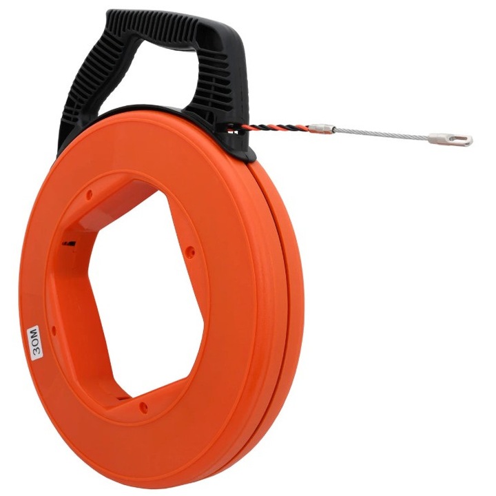 Pilot de tragere pentru cabluri, unghiu de fibra de sticla, 4 mm, 30 m, incluziune 6 accesorii