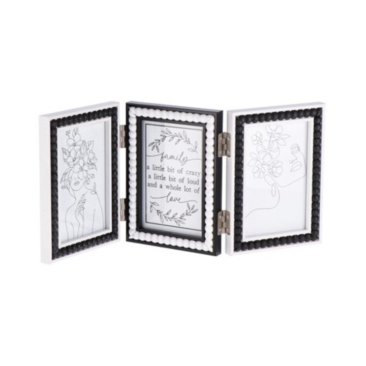 Rama 3 foto 10x15 cm, mdf, 40x18 cm, alb/negru