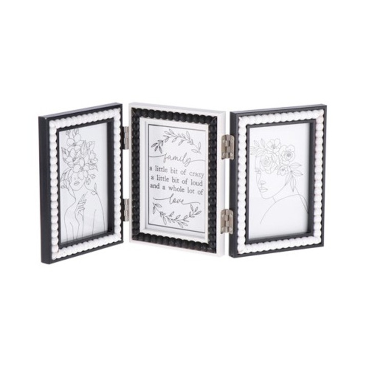 Rama 3 foto 10x15 cm, mdf, 40x18 cm, negru/alb