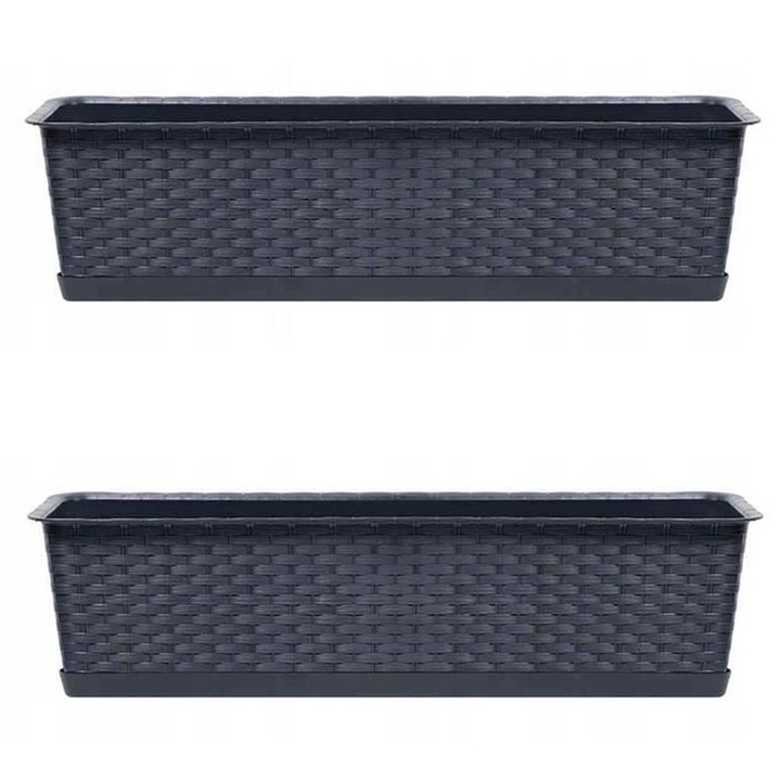 Set 2 jardiniere decorative, Ratolla Case P, antracit, 68.5x17.3x15 cm