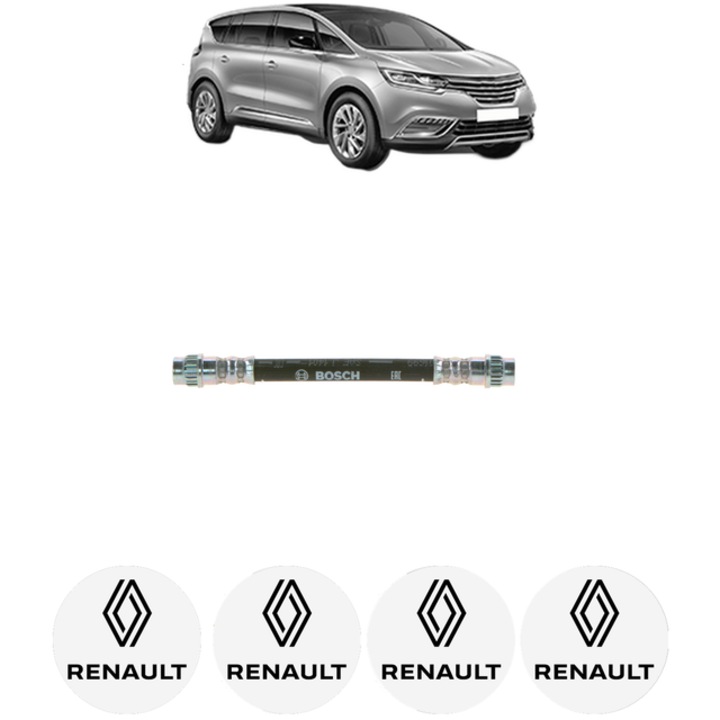 Furtun frana Spate Dreapta / Stanga RENAULT ESPACE V (JR_) 1.8 TCe 225 225 CP din 2016 - 2023, 4x Stickere auto cu RENAULT
