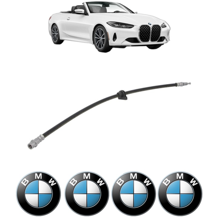 Furtun frana Fata BMW Seria 4 Convertible (G23, G83) M 440 i Mild-Hybrid 374 CP din 2021, 4x Stickere auto cu BMW