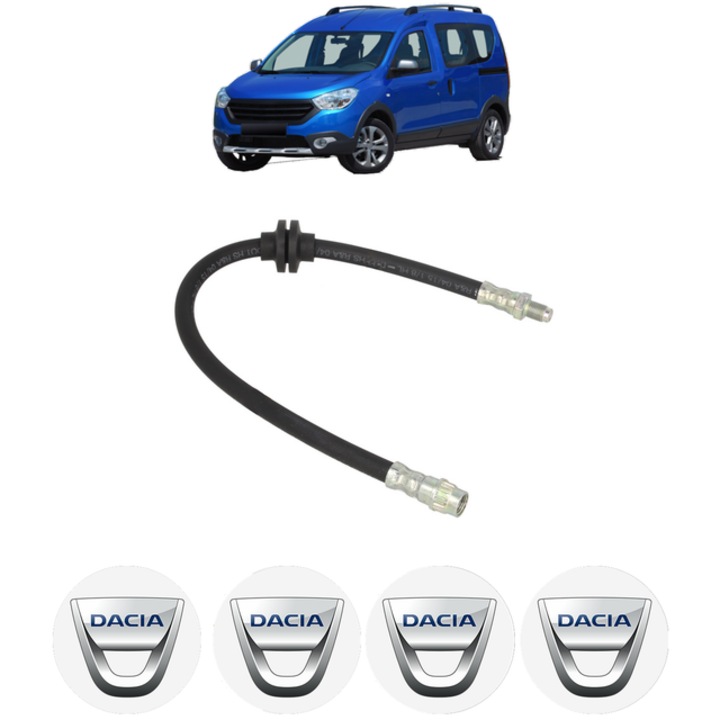 Furtun frana Fata Dreapta / Stanga DACIA DOKKER MPV (KE_) 1.3 TCe 100 (KENU) 102 CP din 2019 - 2021, 4x Stickere auto cu DACIA