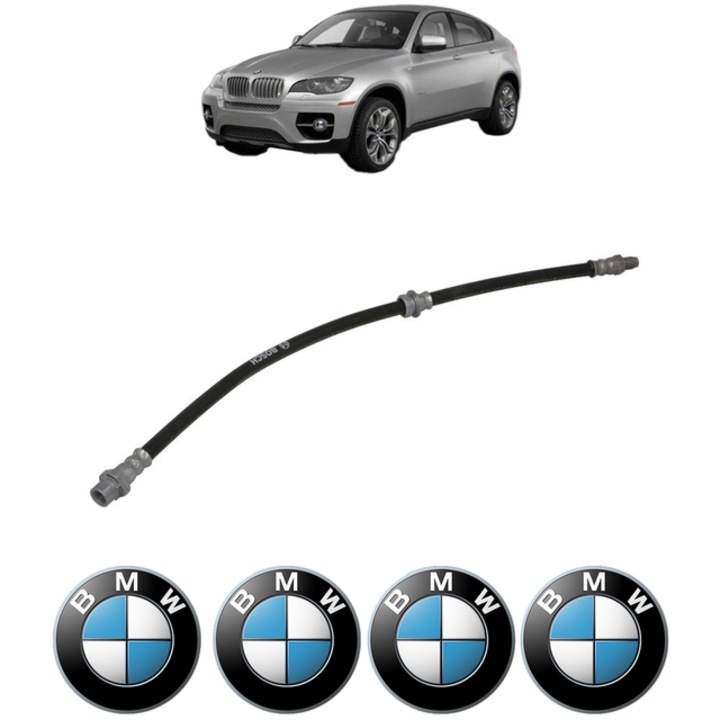 Furtun frana Spate Dreapta / Stanga BMW Seria X6 (E71, E72) xDrive 40 d 306 CP din 2009 - 2014, 4x Stickere auto cu BMW