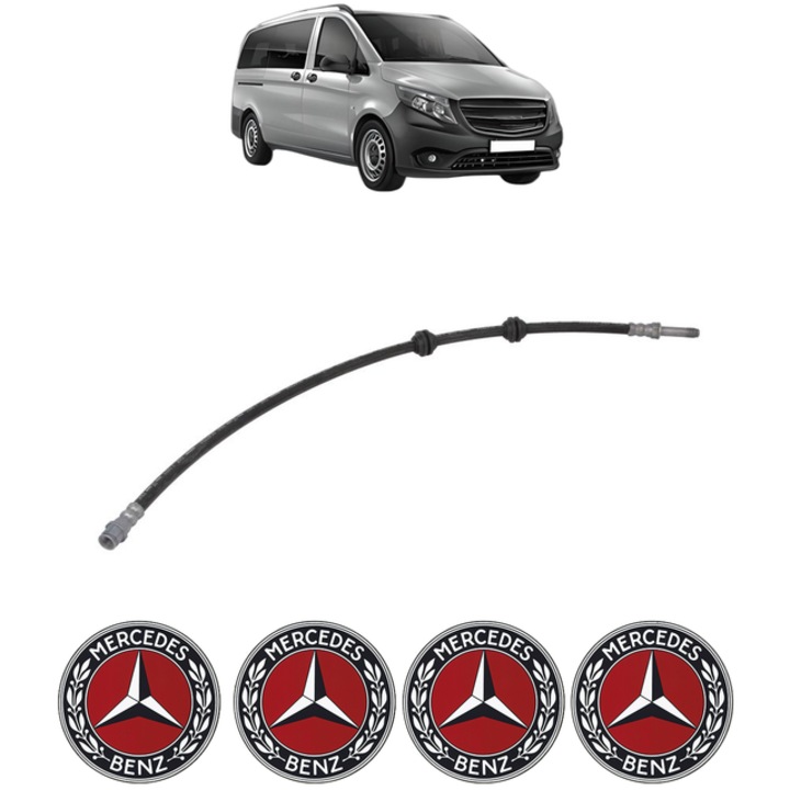Furtun frână față Bosch pentru Mercedes-Benz Vito Tourer (W447) 2019, 594x10mm, set 4 stickere auto