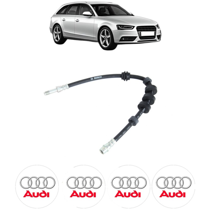 Furtun frână Audi A4 B8 Avant 2.0 TFSI, lungime 470mm, set 4 stickere auto