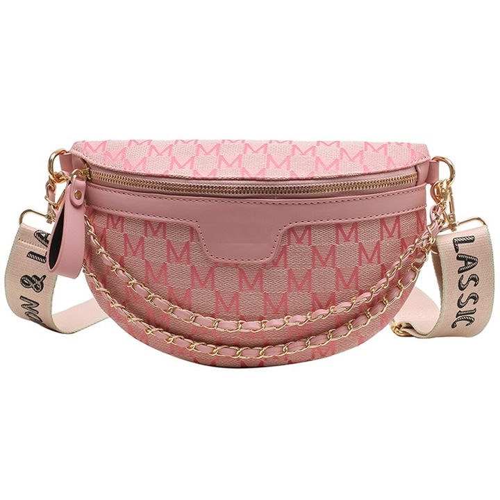 Gentă dama IZMAEL, roz, 24x12x21cm, curea detasabila si reglabila