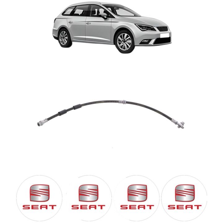 Furtun frana Fata Dreapta / Stanga SEAT LEON ST (5F8) 1.5 TSI 150 CP din 2018 - 2020, 4x Stickere auto cu SEAT