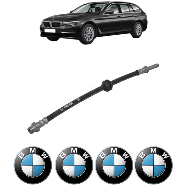 Furtun frana Spate BMW Seria 5 Touring (G31) 525 d 231 CP din 2017 - 2019, 4x Stickere auto cu BMW