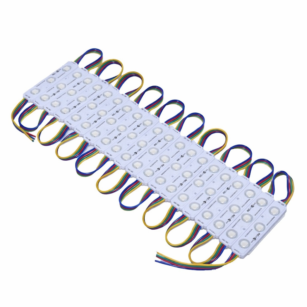 Modul LED RGB 5050 IP67 12V cu lupa, set 20 module, adeziv 3M - eMAG.ro
