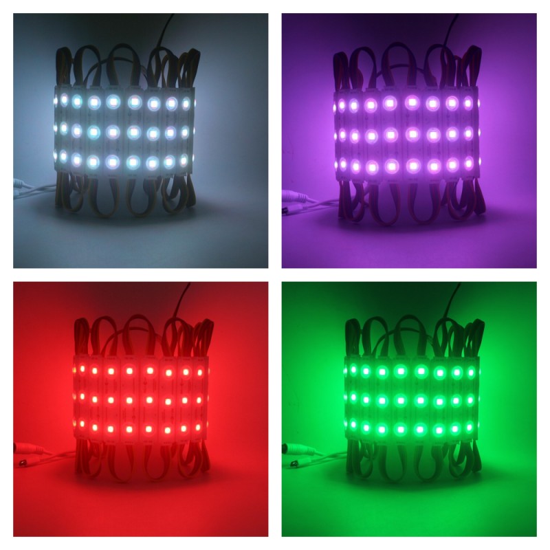 Modul LED RGB 5050 IP67 12V cu lupa, set 20 module, adeziv 3M - eMAG.ro