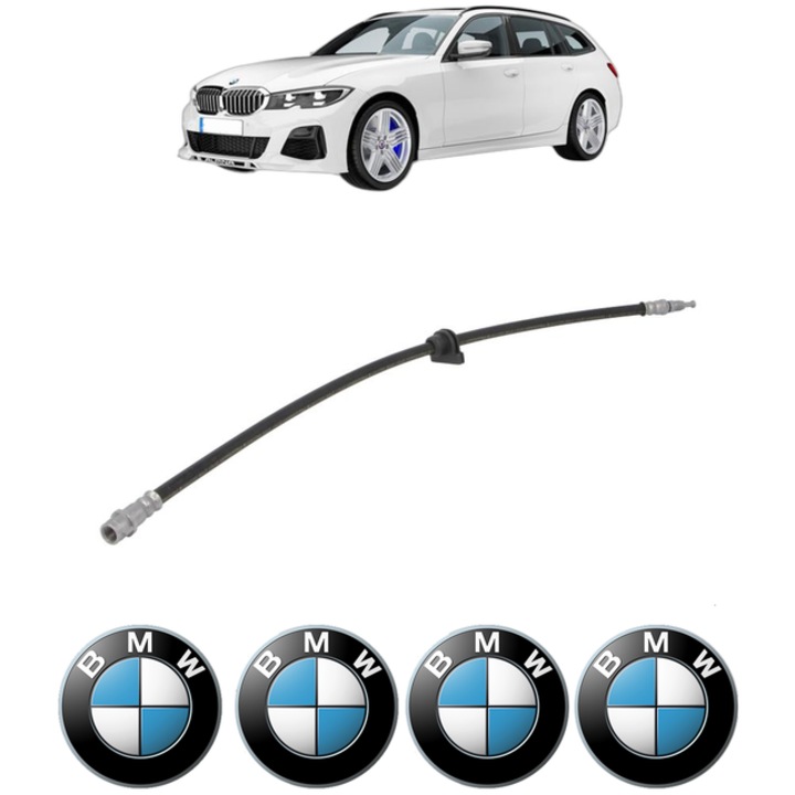 Furtun frana Fata BMW Seria 3 Touring Van (G21) 320 i 184 CP din 2019, 4x Stickere auto cu BMW