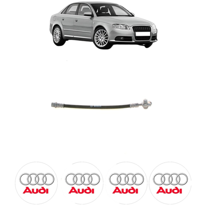 Furtun frana Spate Dreapta / Stanga AUDI A4 B7 (8EC) 2.0 TFSI 170 CP din 2006 - 2008, 4x Stickere auto cu AUDI