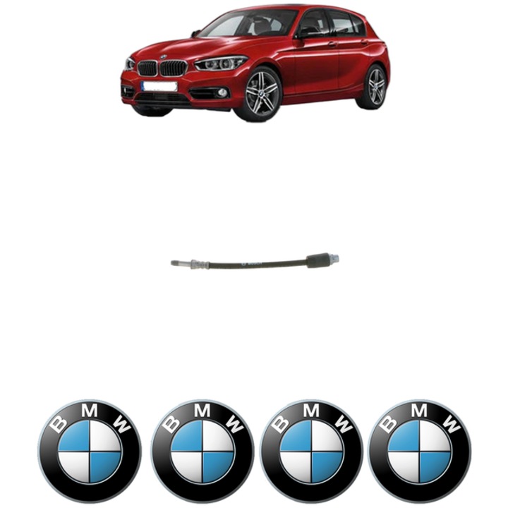Furtun frana Spate Dreapta / Stanga BMW Seria 1 (F20) M 135 i 320 CP din 2012 - 2015, 4x Stickere auto cu BMW
