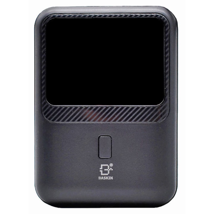 Baskin PB-002 hordozható akkumulátor 10.000mAh, 22.5W gyorstöltés, LED kijelző, USB-A, USB-C, Lightning típusú, fekete