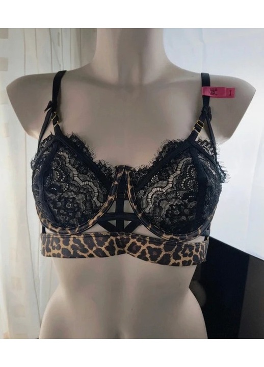 HUNKEMÖLLER Fekete Leopárd Csipke Melltartó 75C EU