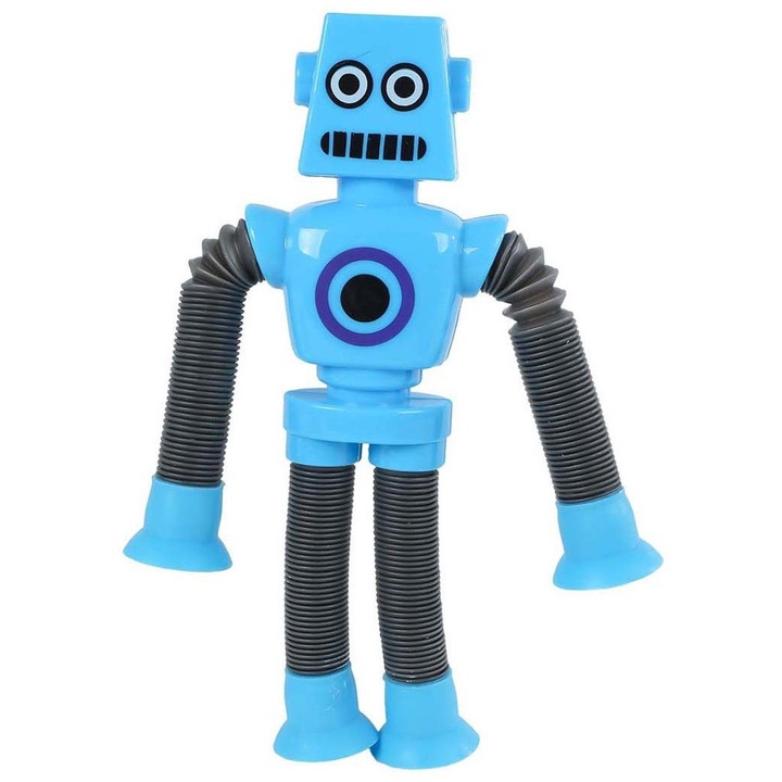 Robot telescopic cu ventuze, Jucarie interactiva pentru copii, Albastru