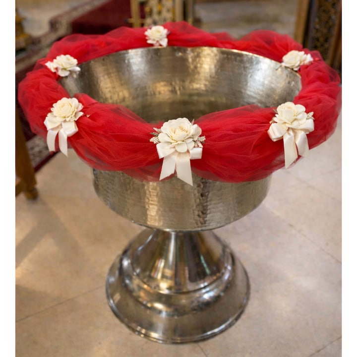 Tull decor cristelnita, Rosu cu flori albe, 3M, Recostore®, REC5014/8