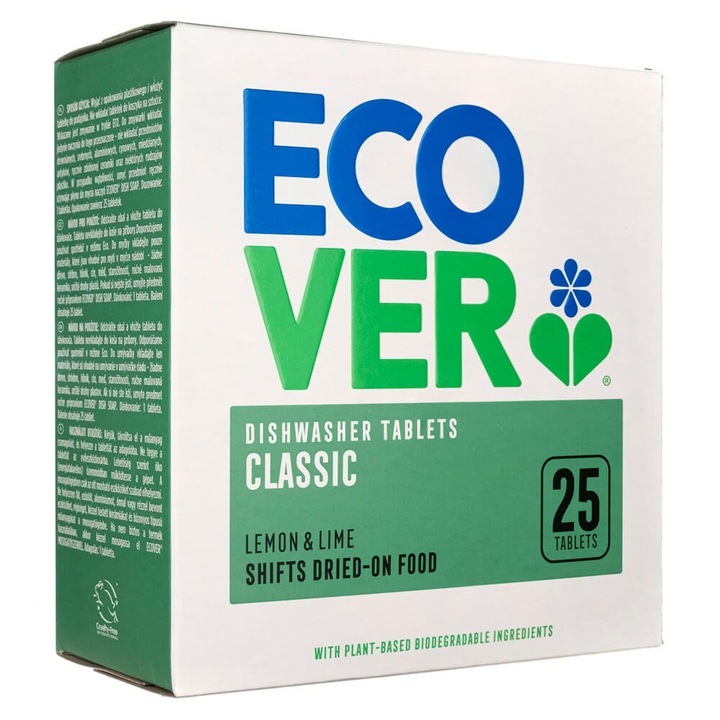 Tabletele pentru masina de spalat vase Ecover Classic - Lamaie si lime - 25 tablete