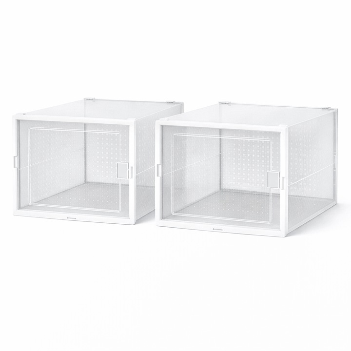 VENITIVO 2 db-os átlátszó, egymásra rakható cipőtároló doboz készlet, 35x25x19.2cm