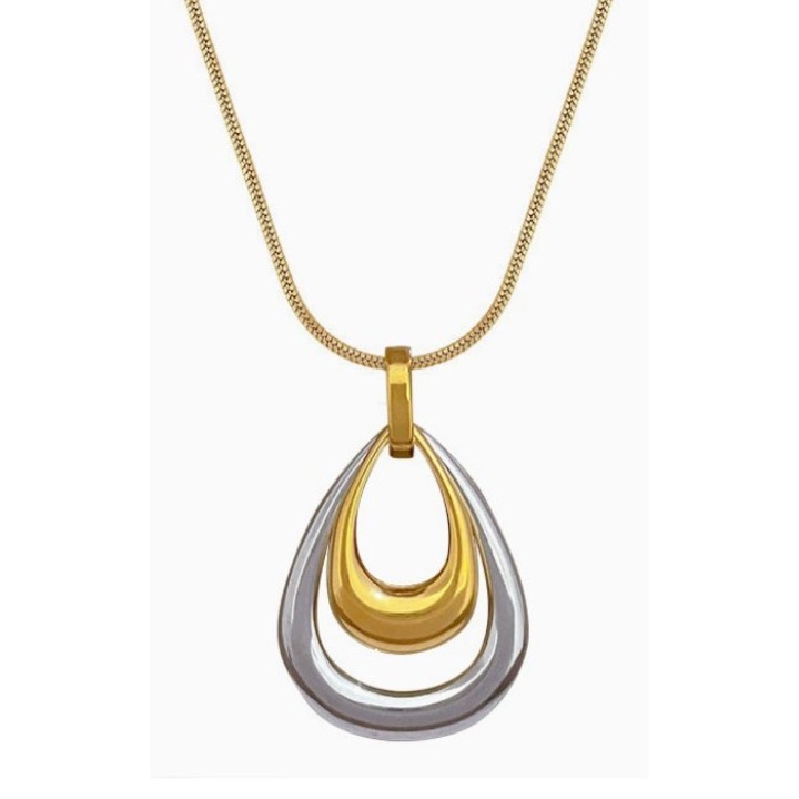 Lantisor cu pandantiv, design modern, doua straturi, titaniu, 40cm + 5cm ajustare, 1.8x2.8cm