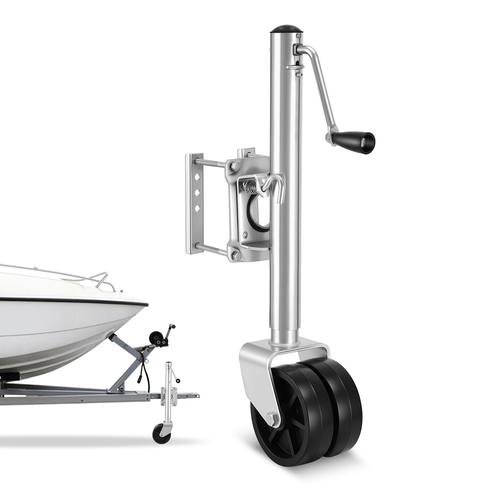 Cric pentru remorca cu roti, Pivotant robust, Capacitate 907 kg, Roti ...