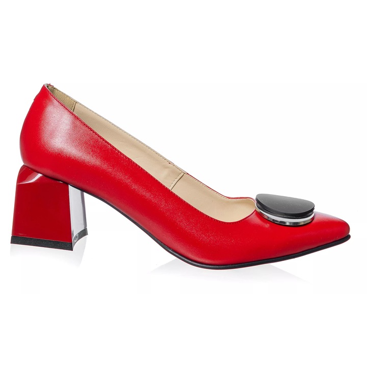 Pantofi dama din piele naturala -ROSU BOX- A33 RB, Rosu