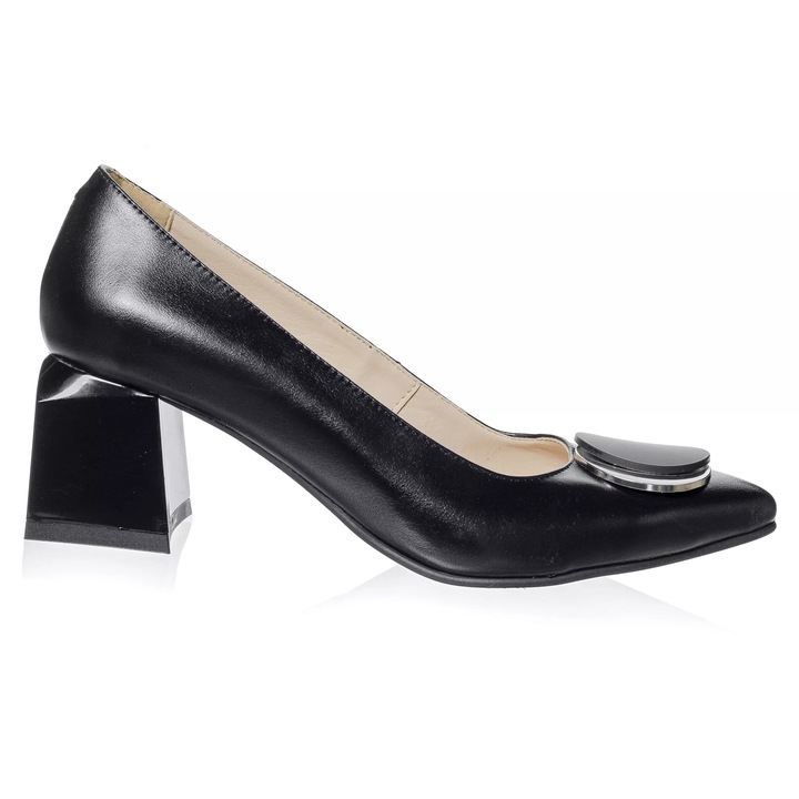 Дамски обувки от естествена кожа -ЧЕРНО BOX- A33 NB, Черен