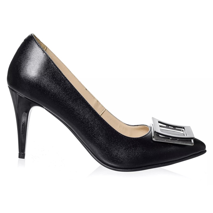 Дамски кожени обувки - ЧЕРЕН БОКС - A37 NB, Черен, 35