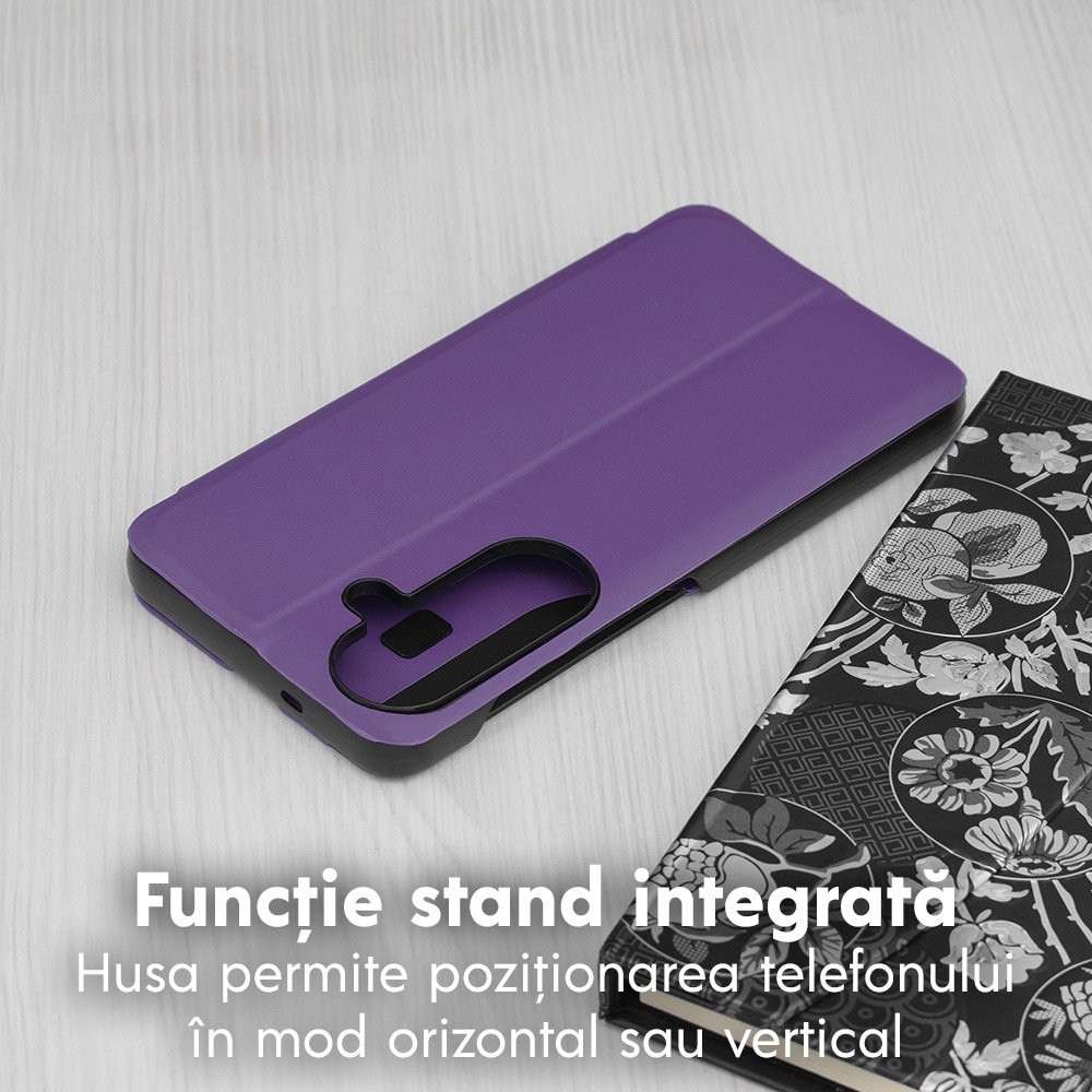 Husa pentru Samsung Galaxy S26 Tip Carte, S-View, Functie de Stand, Calitate Premium, Antisoc, Protectie Sporita, Mov