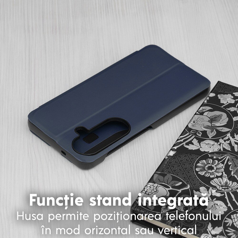 Husa pentru Samsung Galaxy S26 Plus Tip Carte, S-View, Functie de Stand, Calitate Premium, Antisoc, Protectie Sporita, Albastru