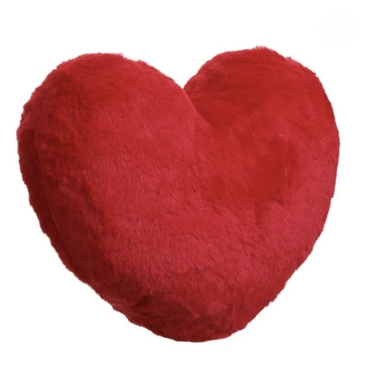 Perna Decorativa Inima din Blana Artificiala Rosie 35x32cm - Cadou Ziua Indragostitilor
