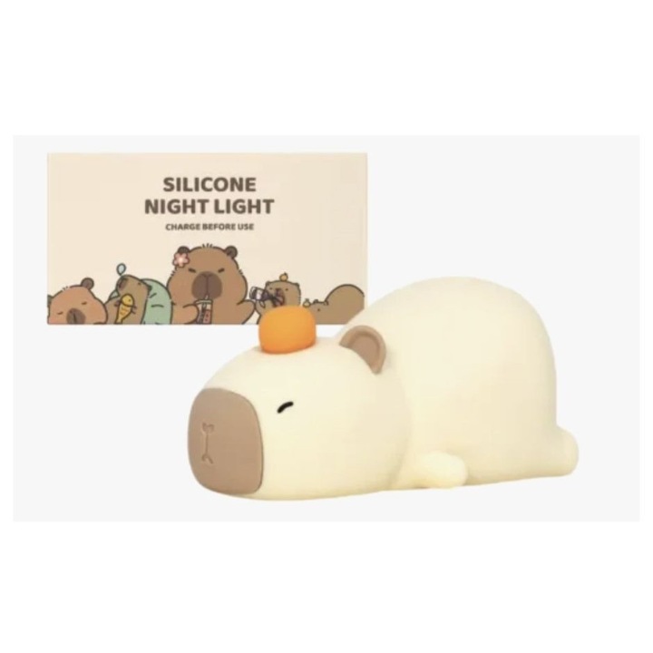 Lampa de veghe capibara, lumina reglabila multicolor, silicon, design simpatic