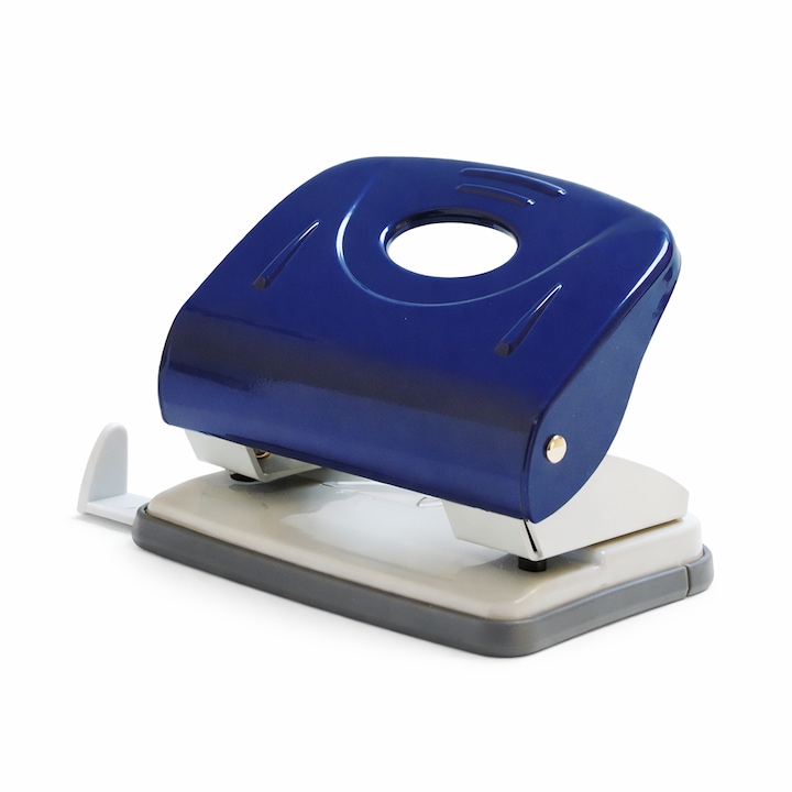 Метален перфоратор NORMA 8 см, 30 листа, 2 дупки, син, професионален перфоратор за тежки условия