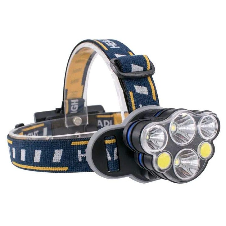 Челник с 6 LED диода, монтиран на глава RD C085 Черно Жълт