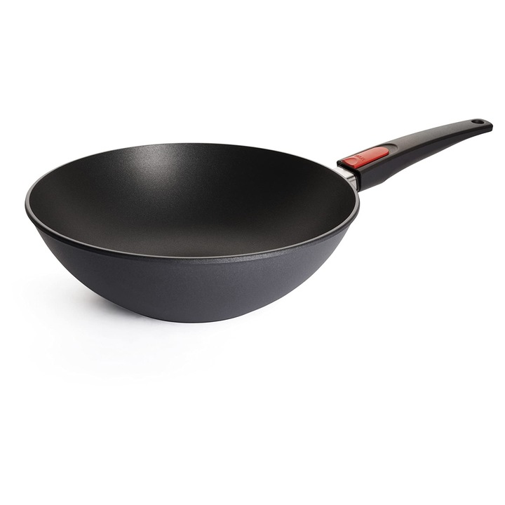 Woll – Wok Diamond Lite si tigaie Ø 30 cm cu maner detasabil – tigaie antiaderenta din aluminiu turnat, sigura pentru cuptor, potrivita pentru ceramica, gaz, electric si halogen – tigaie wok
