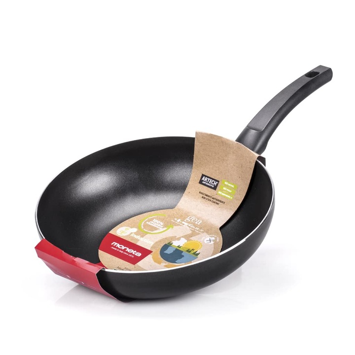 Tigaie Moneta Gea, aluminiu reciclat, 28 cm, pentru plite inclusiv inductie, fabricat in Italia