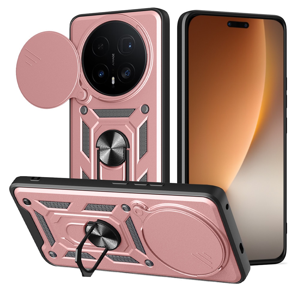 Husa pentru Honor Magic 8 Pro cu inel rotativ 360 Daden, Camshield series, Hybrid Antisoc, Slider pentru protectia camerei, Auriu rose