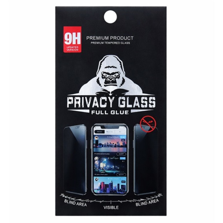 Gigapack képernyővédő üveg, 0.3mm, 9h, betekintés védelem, fekete, kompatibilis: Samsung Galaxy S23, SM-S911, / Galaxy S22, SM-S901