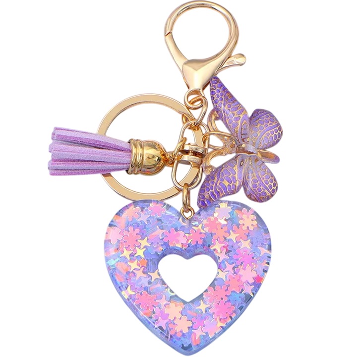 Szív kulcstartó - Lila